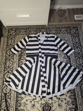 Black & White Striped Maxi Dress
